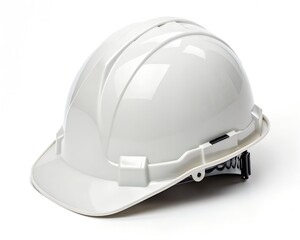 Fototapeta premium White Construction Helmet – Side View on Clean Background