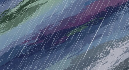 Abstract Rain Illustration with Blue Tones and White Streaks for Atmospheric Background