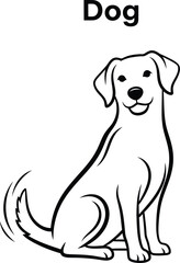 A charming dog illustration features a simple, clean design of a canine companion, perfect for educational materials, coloring books, or pet-themed projects with its friendly appearance.
