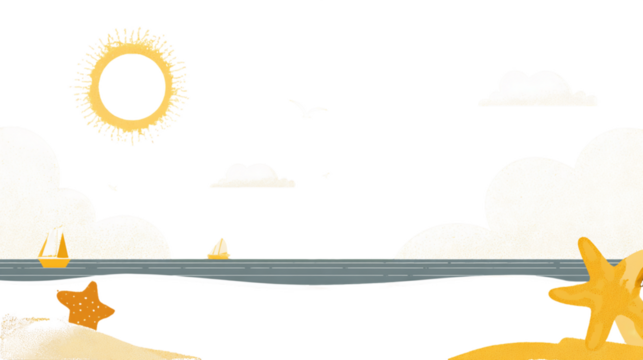 Pixelated Beach Landscape Featuring a Sun with Boats on the Gentle Water and Transparent Background, PNG