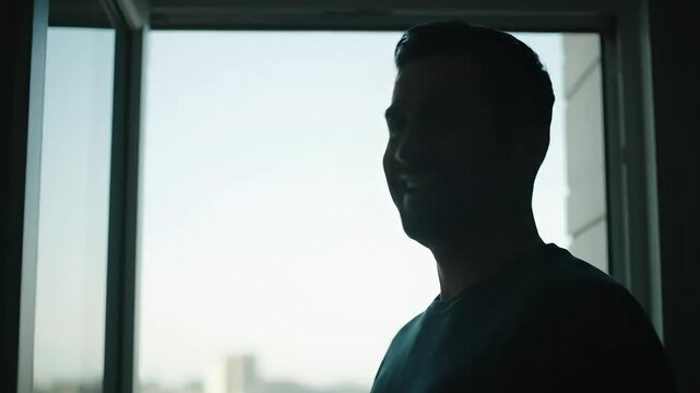 Confident Man Recharges with Morning Light Reflection &ndash; AI Generated