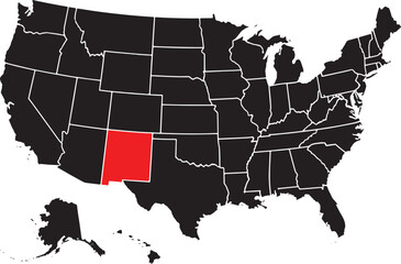 New Mexico highlighted on a simplified map of the United States.