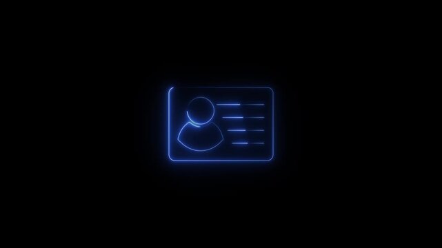 Neon National identity card animated. personal data, Driver's license motion. Glowing Personal Security Symbol.