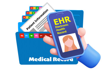 Concept of changing medical record technology to EHR.