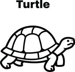 A charming turtle illustration showcases a simple, bold outline, perfect for educational materials, coloring books, or nature-themed designs, emphasizing its cute and approachable style.
