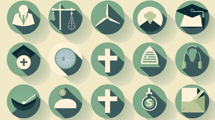 Energy Icons: Wind Turbine and Renewable Energy Symbols