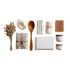Natural ingredients and utensils for culinary preparation