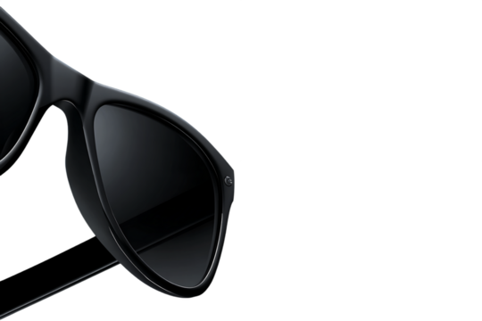 Sleek Black Sunglasses with Dark Lenses on Transparent Background Featuring Modern Design Minimalist Style And Optical Clarity For Sun Eye Protection, PNG