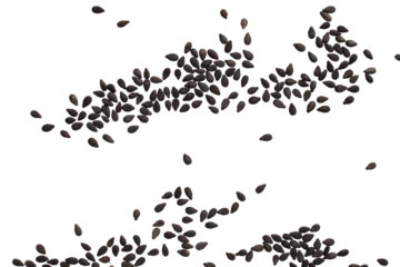 Black sesame seeds isolated on white background