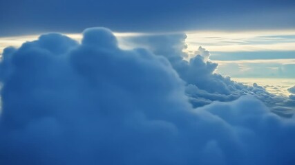 Cinematic Drone Flight Through Cumulus Clouds: Blue Sky Sunlight and Wednesday