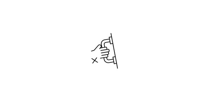Animated icon showing a hand with a prohibition mark, representing "avoid touch" for hygiene, virus prevention, and public health awareness. Perfect for medical videos, safety campaigns, and education