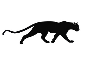 Obraz premium Sleek jaguar in prowling pose, logo style, white background in silhouette complex phot.