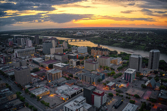 Aerial View of Saskatoon, Saskatchewan during Summer
