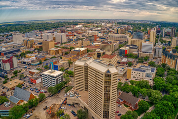 Aerial View of Saskatoon, Saskatchewan during Summer