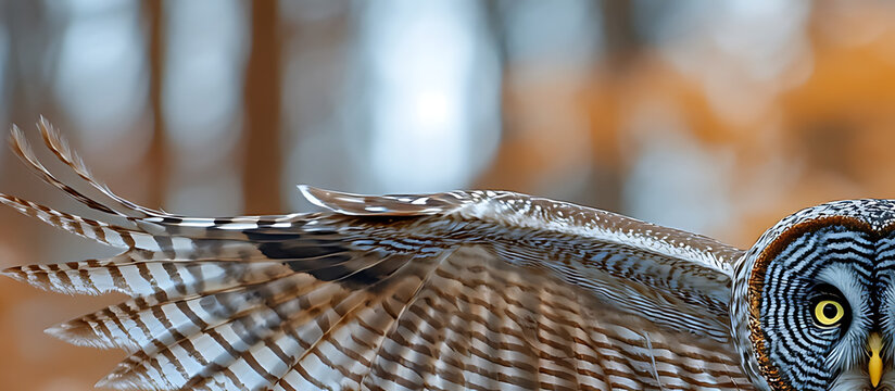 An owl&rsquo;s wing is broad, soft-feathered, and silent in flight, built for stealth. Its layered feathers muffle sound, while the powerful span glides gracefully through moonlit skies with ease.