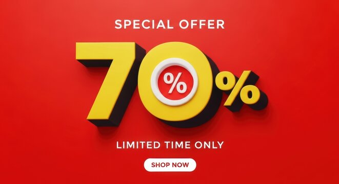 Special offer seventy percent discount limited time only shop now button