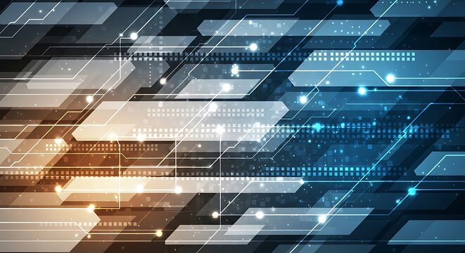 Abstract technological background with glowing elements and circuit board design
