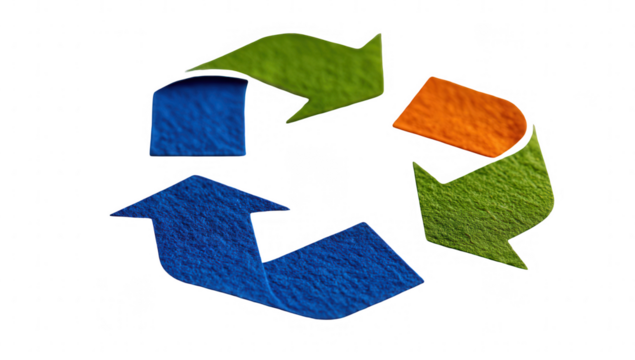 Recycled materials symbol; textured