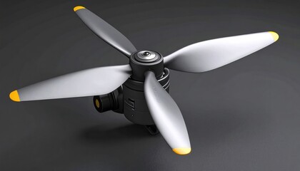 A sleek drone propeller showcasing modern design against a dark background, ideal for tech visuals