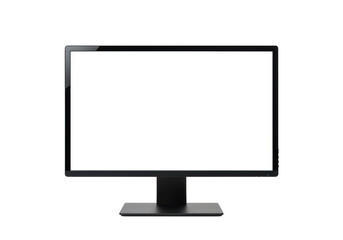 Modern computer monitor with a blank white screen isolated on transparent background