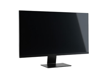 Modern sleek black computer monitor with a thin bezel isolated on transparent background