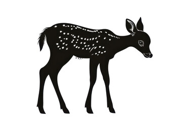 Sniffing fawn icon vector illustration isoleted on white background in silhouette .