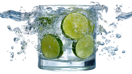 Simple Clean Composition of Glass with Sparkling Water