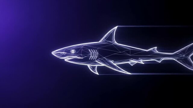 Abstract Glowing Shark in Dark Gradient Background