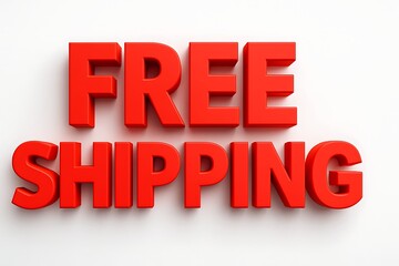 red sale sign Bold 3D Red Free Shipping Text on White Background - 16:9 Format
