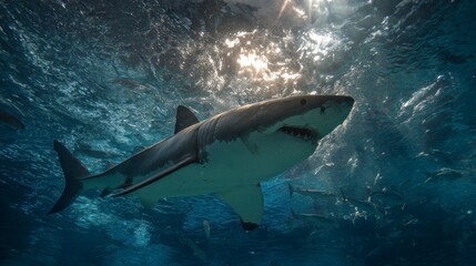 Fototapeta premium Great white shark underwater