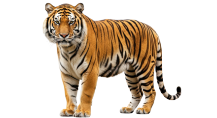 Tiger standing isolated on white background