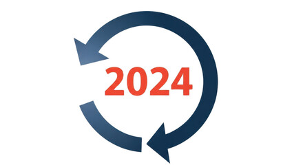 Year 2024 renewal or refresh concept isolated PNG with Transparent Background