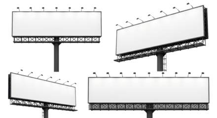 Blank billboard sign mockup set for advertising isolated PNG with Transparent Background