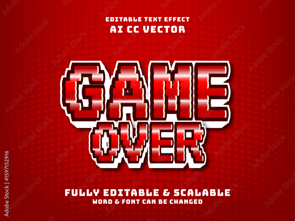 Fototapete game over pixel text effect. suitable for classic retro game block