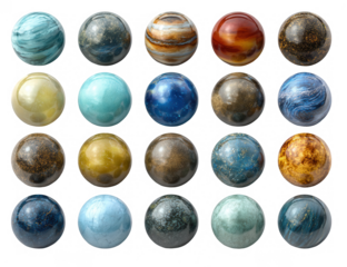 Colorful spherical celestial bodies