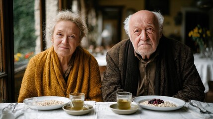 Elderly Couple Enjoying Breakfast Together at Home