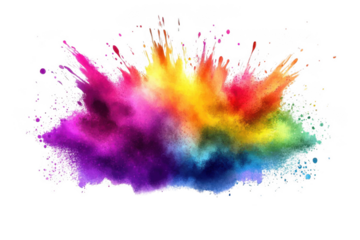 Colorful Dust explosion creating vibrant rainbow, holi festival, art