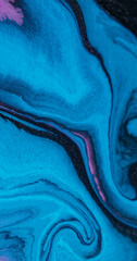 Paint wave. Ink background. Defocused blue purple color emulsion texture ripple particles flowing...
