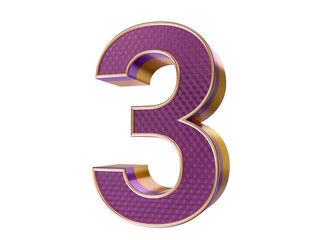 Bling Bling gold purple number 3 Text Effect