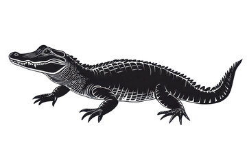 Fototapeta premium Swimming alligator icon vector illustration isoleted on white background in silhouette .