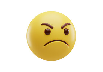 Fototapeta premium 3d rendered angry emoji face with dark brown eyes and eyebrows isolated on transparent background