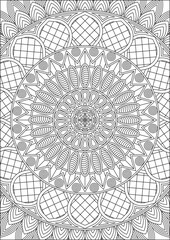 Mandala Black And White Adult Coloring Page Vector