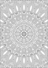 Detailed Mandala Coloring Pages For Adult Line Art Vector