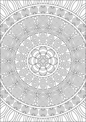 Adult coloring Page Mandala Art Full Page Vector