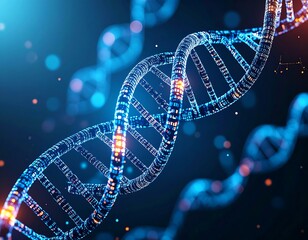 Visual metaphor of computer virus mutating like DNA