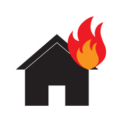 flat icon vector of burning house