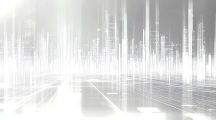 Fototapeta premium Abstract digital data stream with vertical light beams and reflective surface