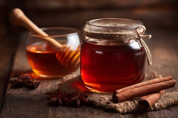glass of honey and cinnamon
