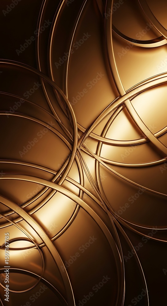 Poster abstract golden curves and swirls design creating a sophisticated background pattern