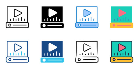 Entertainment system icon set multiple style collection 
